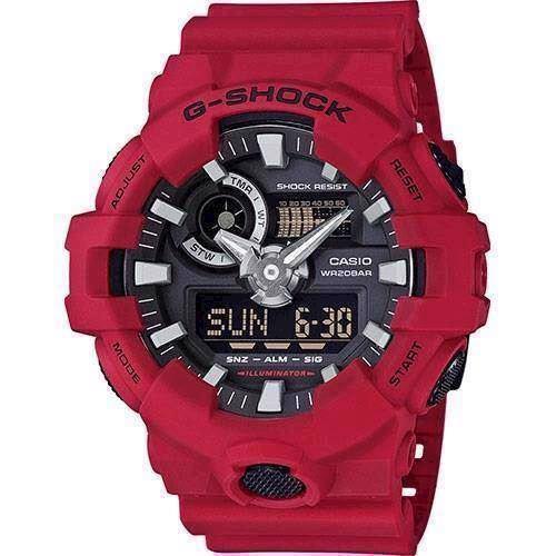 Image of rød resin med stål G-Shock quartz multifunktion (5522) Herre ur fra Casio